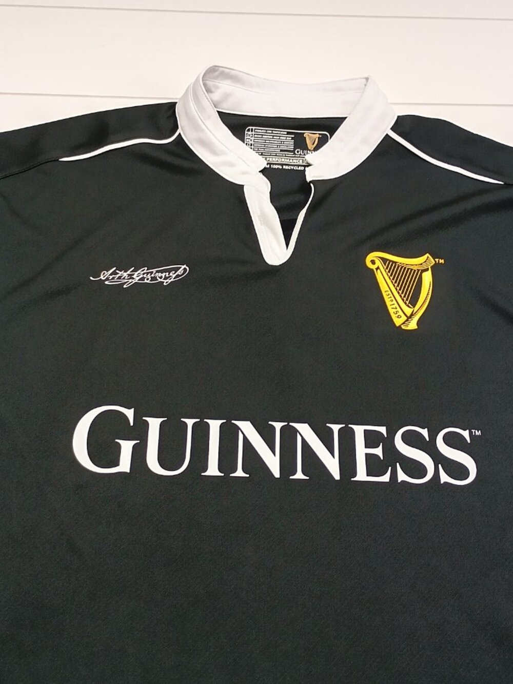 Guinness Rugby Jersey Men’s M Black White Dry Fit Performance Ireland 1759 - Picture 5 of 9